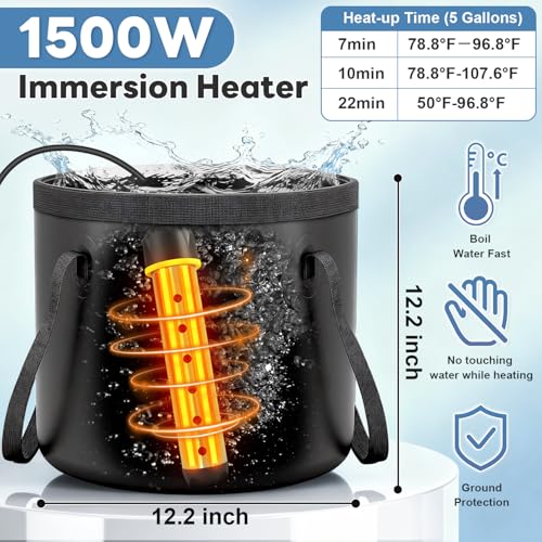 Portable Shower with Heater 1500W Camping Water Heater with Shower Head 3 Spray Modes