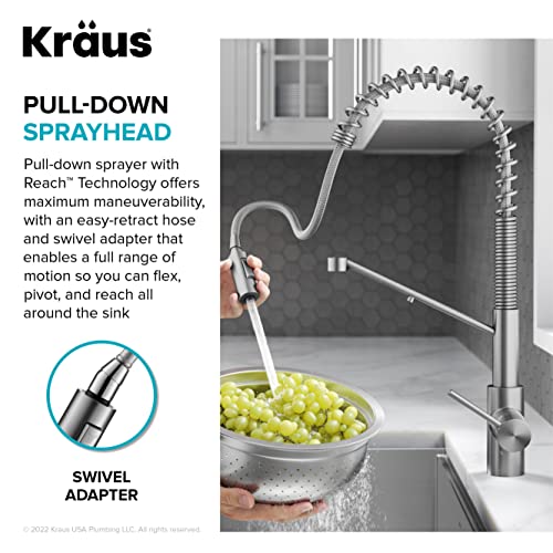 Oletto 2-in-1 Commercial Style Pull-Down Single Handle Water Filter Kitchen Faucet for Reverse Osmosis or Water Filtration System in Spot-Free Stainless Steel, KFF-2631SFS