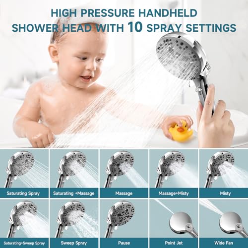 5" Filtered Handheld Shower Head with 10 Spray Modes