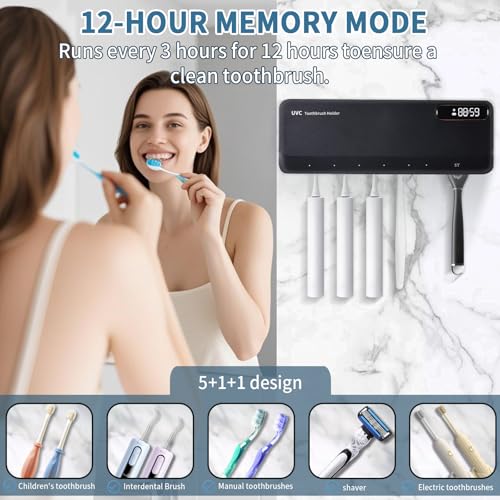 UV Toothbrush Sanitizeri Holder with 99.9% Cleaning