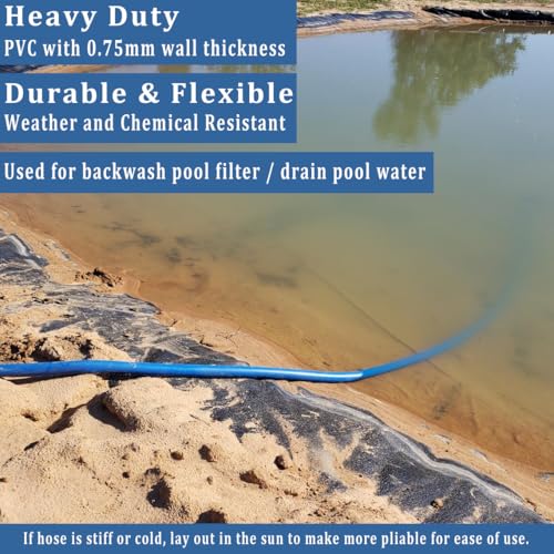 Pool Backwash Hose 2 inch × 50 ft Water Discharge Pipe Lay Flat Tubing (50 Foot)