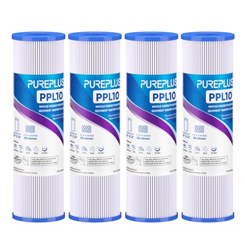 20 Micron 10"x2.5" Whole House Pleated Sediment Filter for Well Water (4 Count)