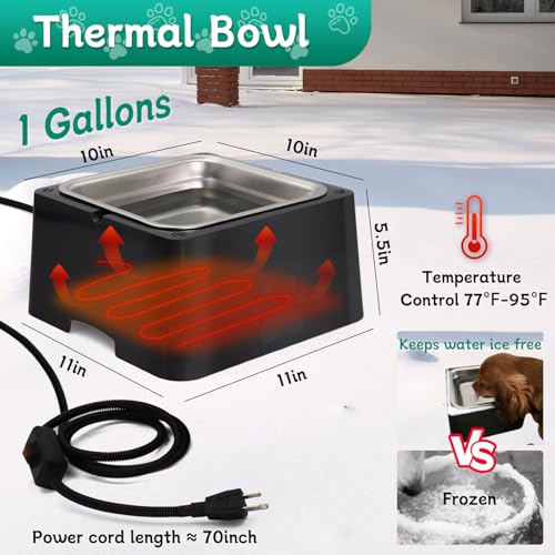 Large Heated Water Bowl for Outdoor Pets