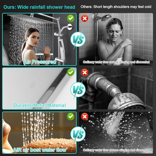All Metal 10 Inch Rain Shower Head with Handheld Spray Combo