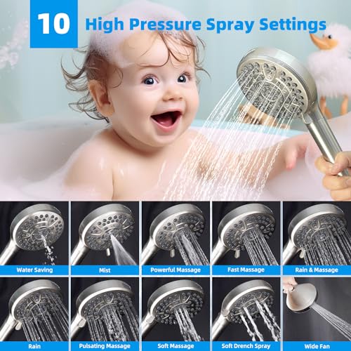 All Metal 12'' Filtered Rainfall Shower Head Combo