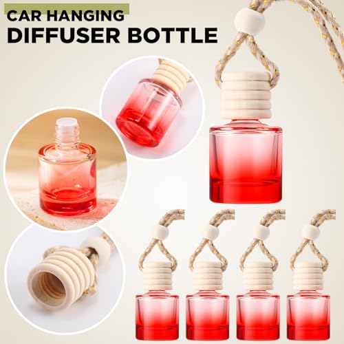 70 Pieces Hanging Car Diffuser Air Freshener Bottle Bulk Empty Glass Refillable Perfume Bottles Oil Diffuser Aromatherapy Pendant for Auto Interior Ornaments Decor (70 Count)