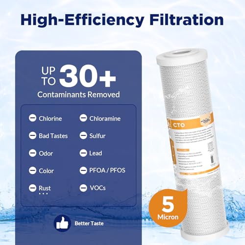 5 Micron 10" x 2.5" CTO Carbon Block Water Filter (4 Count)