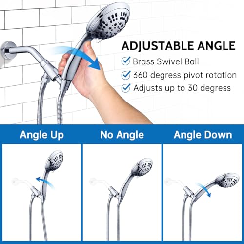 Shower Head with Metal Shower Holder and Long Hose