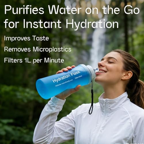 Collapsible Water Bottle with Filter for Hiking Travel