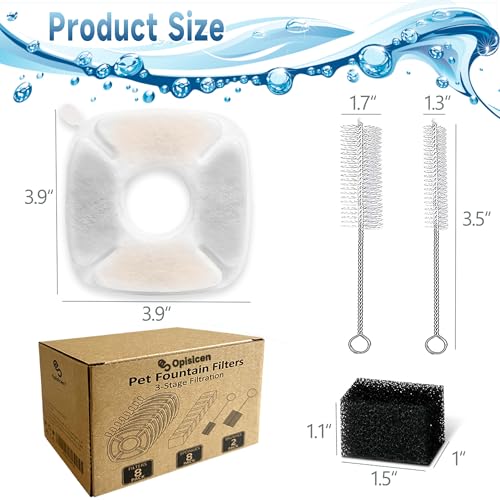 34 Pcs Cat Water Fountain Filters Replacement Compatible with VEKEN 95oz
