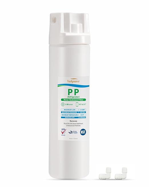 Under Sink Water Filtration System, NSF Certified 10 x 2.5 Inch PP Sediment Filter Cartridge, 5 Micron, Lead-Free, BPA-Free Heavy Duty with 1/2 Inch FNPT Inlet/Outlet