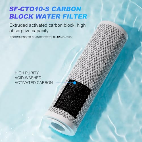 1 Micron 2.5" x 10" Whole House CTO Carbon Sediment Water Filter Cartridge Compatible with DuPont WFPFC8002