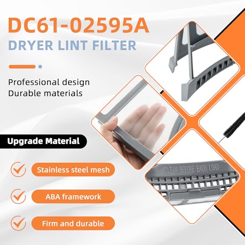 DC61 02595A Dryer Lint Screen Filter Replacement Compatible Samsung+Brush