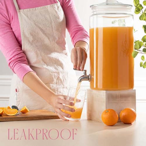 2 Gallon Glass Drink Dispenser with Spout for Parties