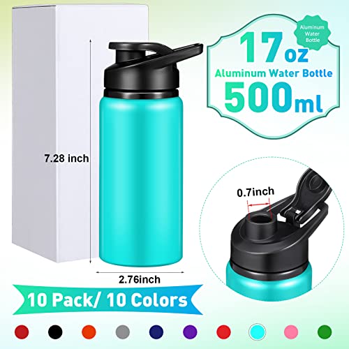 10 Pack Aluminum Water Bottles Bulk 17oz