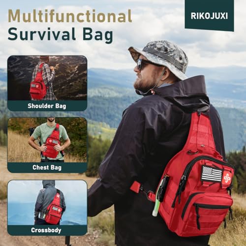 Survival Kit 262Pcs Survival Gear and Supplies with First Aid Kit Pouch and Crossbody Bag (262 Count)