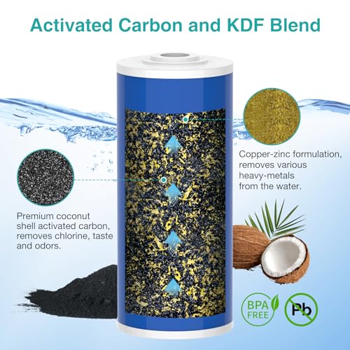 10" x 4.5" Whole House GAC Carbon and KDF Water Filter Cartridge (6 Count)