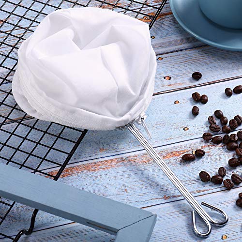 4 Pieces 5.5 Inch Ultra Fine Mesh Strainer Bags Reusable Filter with 2 Stainless Steel Frame with Handle for Filter Nut Milk Coffee Tea Traditional Thai Butter Bag Juices and Fresh Cheese Cotton