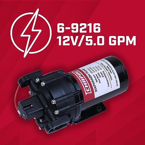 6-9216 12V/5.0 GPM 60 PSI Self-Priming Diaphragm Water Pump for ATVs, Marine, Boating, Water Supply, Camping, RV Recreation & Boom Spray Systems