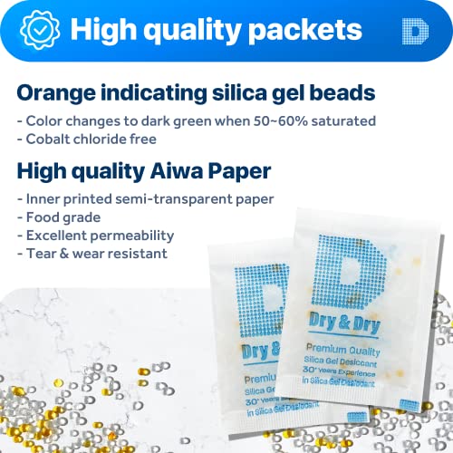 10 Gram [200 Packets] Orange Indicating Silica Gel Packets Desiccants Silica Packets