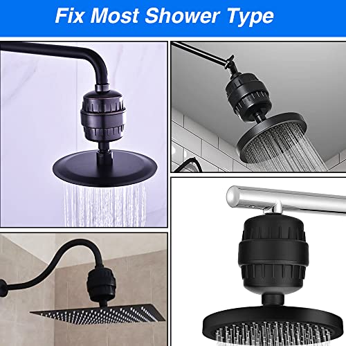 15 Stage Shower Head Filter Water Filter for Hard Water Black