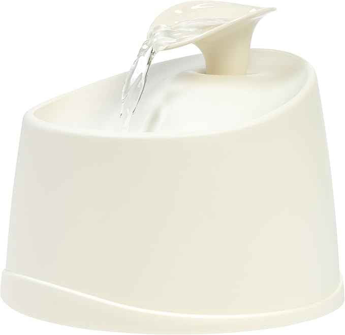 IRIS USA Cat Water Fountain, 44oz / 1.3L, Kitty Spout, Dog Fountain Water Bowl, Silent and Replaceable Charcoal Filter, White