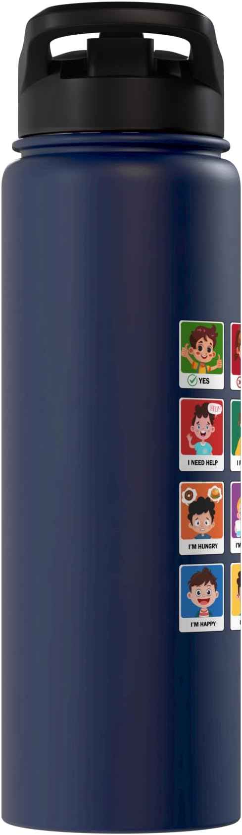 Autism Communication Cards Kids Emotions Speech Therapy AAC Stainless Steel Insulated Water Bottle