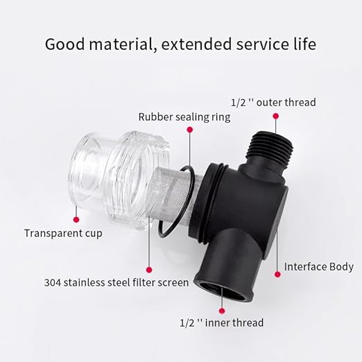 Water Pump Strainer, 1/2 Inch Hose Barb in-Line Strainer Twist-On Sprayer Filter for Water Pump RV Camper Marine Boat Lawn