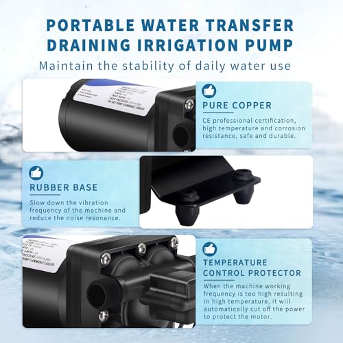 RV Fresh Water Pump 110V Water High Pressure Increase Booster Pump for Home Irrigation 5.5GPM 75PSI Marine Boat Washdown Pump Diaphragm on Demand Water Pump for Yard Garden Camp Yacht (105.76 Ounce)