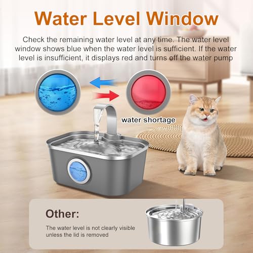 Automatic Stainless Steel Water Fountain for Cat & Dog in Nebula Gray 124oz (124 Fl Oz)