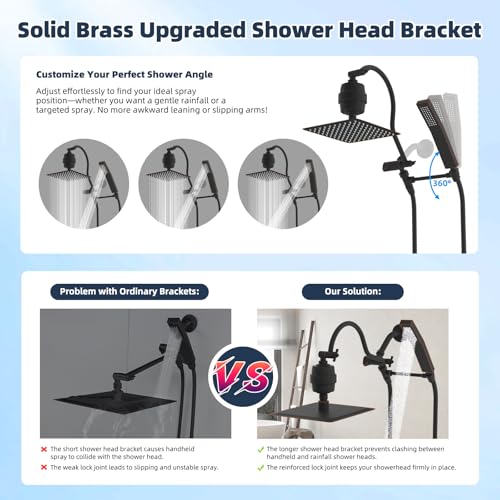 Metal 10'' Filtered Rainfall Shower Head Combo