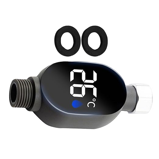 Shower Water Temperature Monitor - Real Time Visual Monitoring, LED Digital Display, Smart Water Temperature Indicator for Kids Bath, Safe Bathroom Accessory for Home Dormitory Hotel Apartment