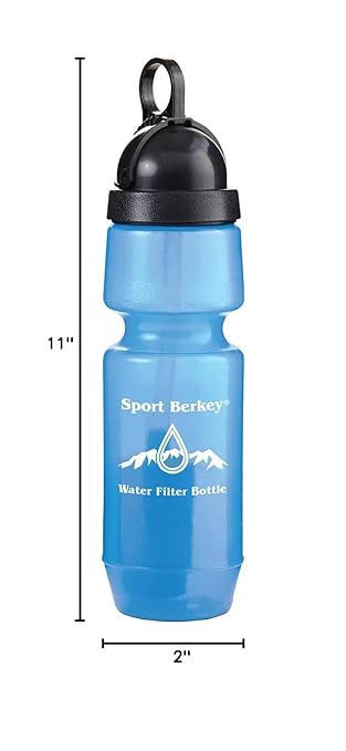 Sport Berkey Water Filter Bottle Ideal for Off-Grid, Emergencies, Hiking, Camping, Traveling and Everyday Use at Home, Work or School