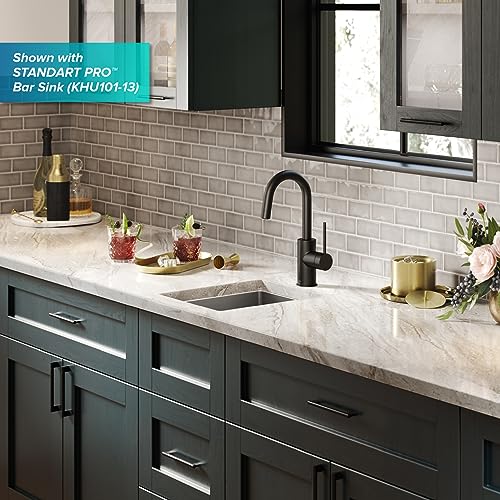 Oletto Single Handle Kitchen Bar Faucet with QuickDock Top Mount Installation Assembly in Matte Black