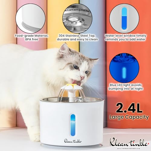 LED Automatic Pet Drinking Fountain Dispenser Bowl 2.4L