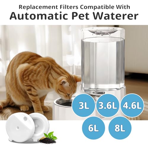 8Pcs Gravity Pet Water Fountain Filters (8 Count)
