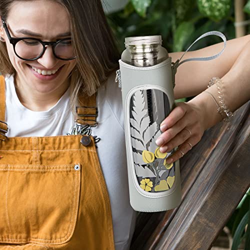 32oz Borosilicate Glass Water Bottle with Tea Infuser