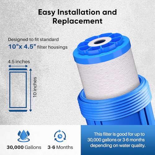 10"×4.5" String Wound Sediment Filter Compound With Iron Reducing Filter (2 Count)