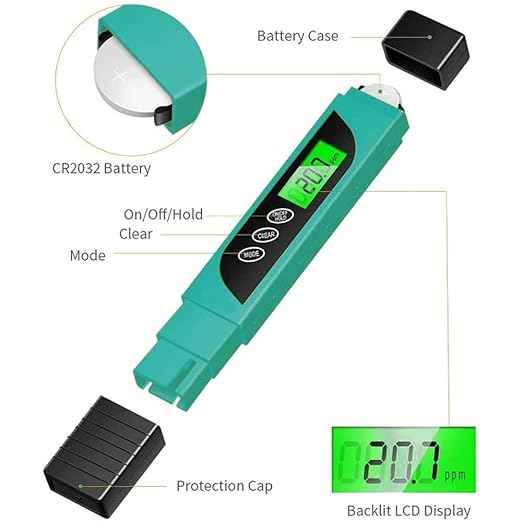 TDS Meter Digital Water Tester, Lxuemlu Professional TDS, Temperature and EC Meter with Carrying Case, 0-9999ppm, Ideal ppm Meter for Drinking Water, Aquariums and More （Green)