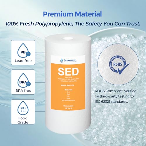 5 Micron 10" x 4.5" Whole House Sediment Water Filter (6 Count)
