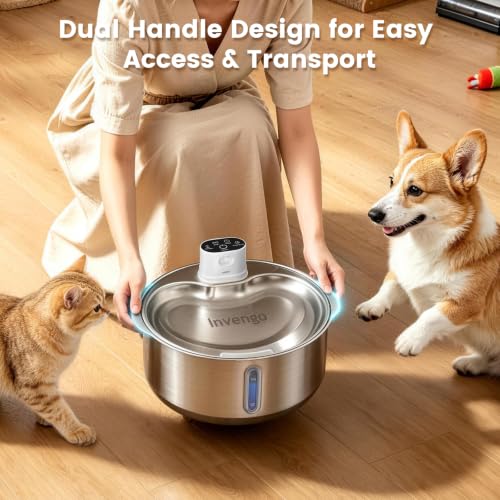 8L 270oz Cordless Stainless Steel Dog Water Fountain
