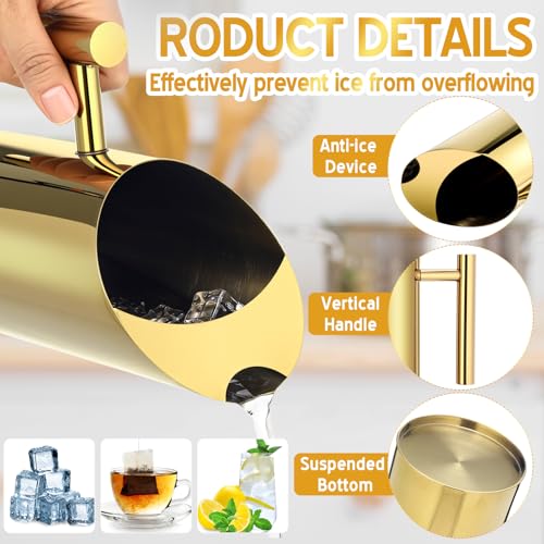 3 Pack 53oz 1.5l Stainless Steel Water Pitcher Modern Metal Pitcher with Ice Guard Gold Carafe Drink with Handle or Iced Hot Drink Tea Juice Coffee Beer (3 Count)