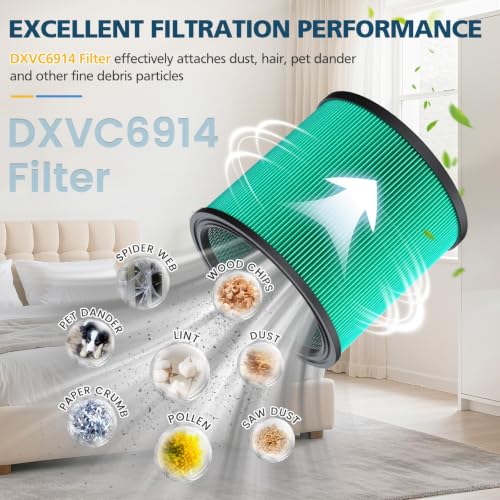 DXVC6914 Vacuum Filter Replacement for DEWALT DXV06P DXV09P DXV10P DXV10PL (2 Count)