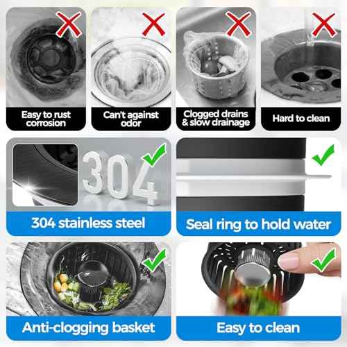 3 in 1 Kitchen Sink Drain Strainer Stopper Removable Basket Pop