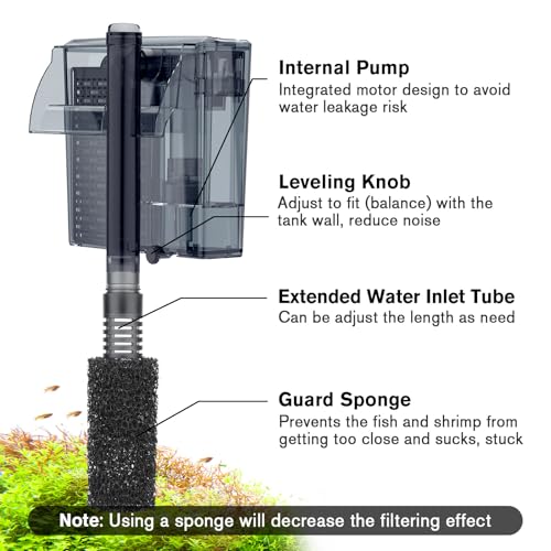 Aquarium HOB Filter 210 GPH for 15