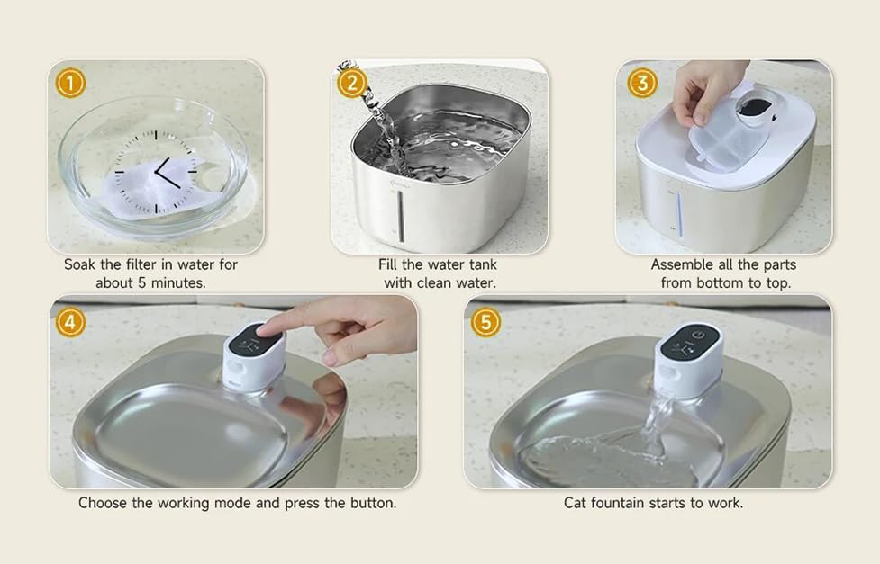 Wireless Cat Water Fountain Stainless Steel