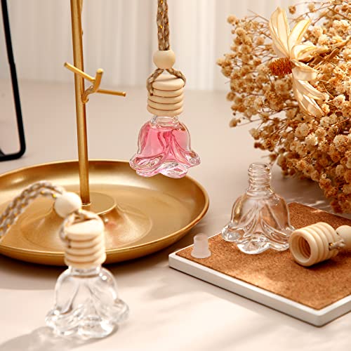 50 Pcs Hanging Car Air Freshener Car Diffuser Bottles Empty Glass Perfume Bottle Freshener Diffuser Bottle Pendant for Essential Oil Fragrance Aromatherapy Ornament (28.48 Fl Oz)
