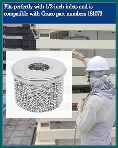 2pack) 181073 Pump Inlet Strainer Filter 1/2" NPT Thread, Double-Layer Stainless Steel Compatible withGraco 350 EM,380 EM,390 EM, 400 EM, 480 EM, 490 EM,500, Super NOVA, Paint Sprayers (2 Count)