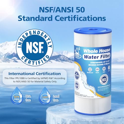 5 Micron 10" x 4.5" Whole House Water Filter Compatible with GE FXHSC (4 Count)
