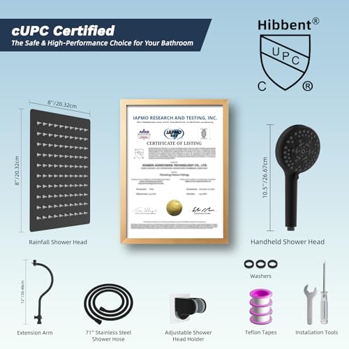 All Metal cUPC Certified High Pressure Rainfall 8'' Shower Head